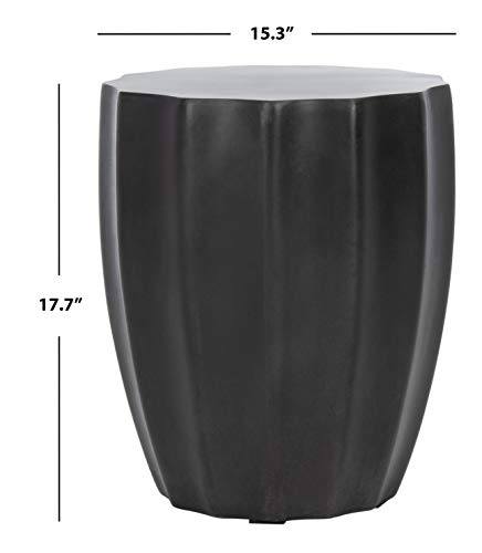 SAFAVIEH Outdoor - Jaslyn Accent Stool - Black Concrete - Modern Sculptural Drum Design - Ideal for Living Room, Patio, Deck, Sunroom, 15.3" W x 15.3" D x 17.7" H (VNN1010C)