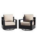 Qsoer Aluminum Patio Swivel Chair - Outdoor Swivel Rocking Chair with 6" Thick Removable Cushions, All-Weather Metal Frame, Deep Setting for Garden, Poolside and Porch