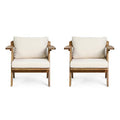 Christopher Knight Home Arcola Outdoor Club Chair with Cushion - Acacia Wood - Teak/Beige (Set of 2)