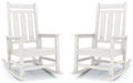 KINGYES Oversized Outdoor Rocking Chair Set of 2, All-Weather Patio Rocking Chairs for Porch, HDPE Outdoor Patio Recliner Rockers with High Back & Wide Seat for Garden, Lawn, White