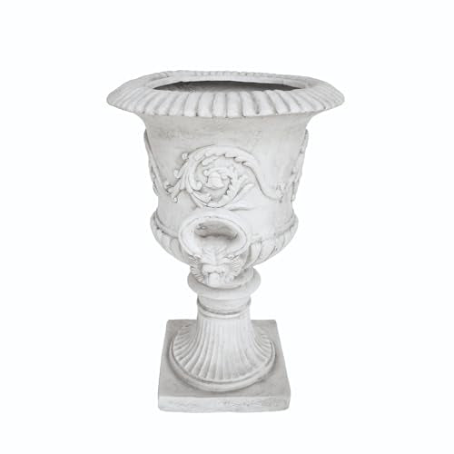 Christopher Knight Home Adonis Traditional Roman Chalice Garden Urn Planter with Lion and Floral Accents, Antique White