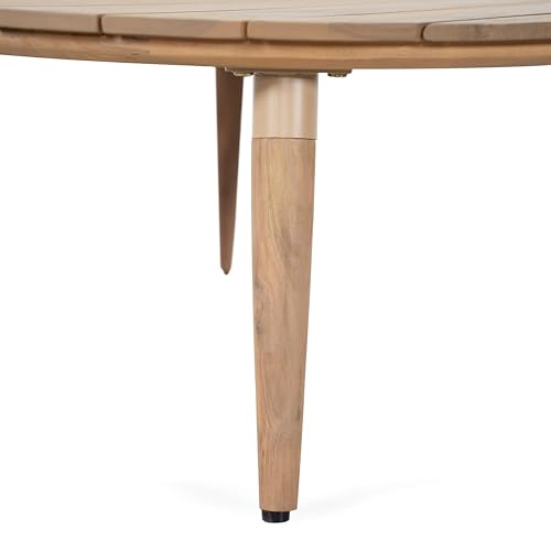 Christopher Knight Home Lalina Outdoor Coffee Table, Acacia Wood Accent Table with Slatted Panel Design, Round Patio Table for Garden Porch Balcony, Low Maintenance Outdoor Furniture, Natural