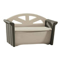 Rubbermaid Resin Outdoor Storage Bench (32 Gal), Weather Resistant, Brown/Grey, Deck Organization for Home/Backyard/Pool Chemicals/Toys/Garden Tools/Porch/Patio Cushions
