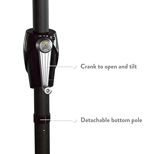 California Umbrella 9' Round Aluminum Outdoor Deck, Pool or Patio Umbrella, Crank Lift, Auto Tilt, Bronze Pole, Black Olefin