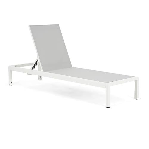 Christopher Knight Home Set of 2 Berton Outdoor Mesh Seat Chaise Lounge Chairs, Patio Adjustable Aluminum Frame Single Lounge Sofa, Poolside/Garden/Backyard Seating, All-Weather Furntiure, Gray+White