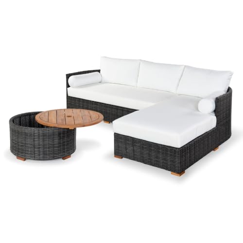 SAFAVIEH Couture Collection Anguilla Dark Grey Faux Wicker Indoor/Outdoor Storage Coffee Table (Fully Assembled)