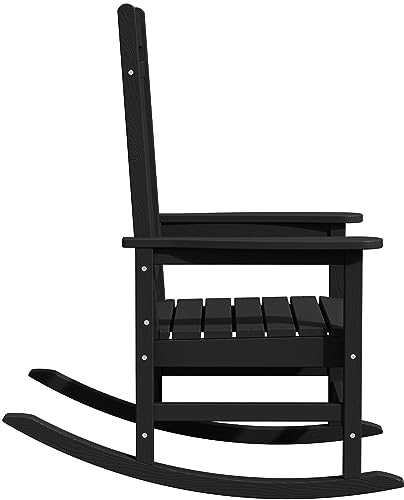 KINGYES Oversized Outdoor Rocking Chair Set of 2, High Density Polyethylene Patio Rocking Chairs with 350lbs Support for Adults,Porch Recliner Rocker, Black