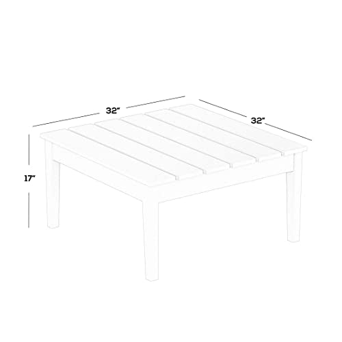WestinTrends Ashore Outdoor Coffee Table, 32 Inch All Weather Poly Lumber Adirondack Patio Coffee Table Square Low Table, Black