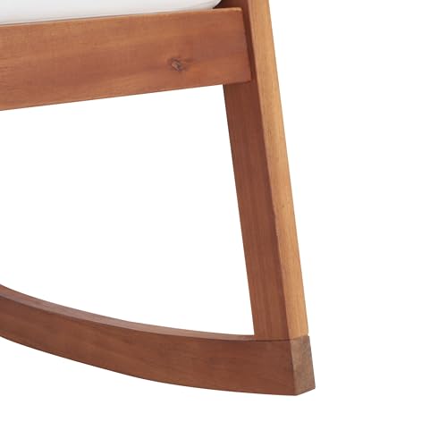 SAFAVIEH Outdoor - Vernon Rocking Chair - Natural & Beige - Solid Wood with Cushion - Shaker-Inspired Slatted Design - Ideal for Patio, Deck, Porch, Backyard, 24.6" Seat Height (PAT7013A)