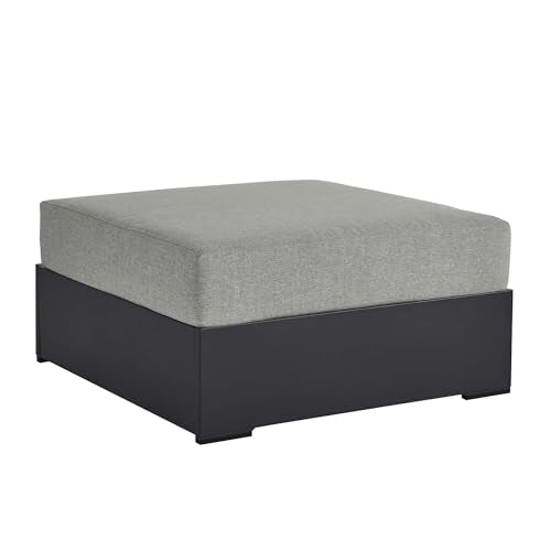 Modway Tahoe Aluminum Ottoman Gray with Weather-Resistant Cushion-Ideal as Outdoor Footstool, Patio or Sunroom Furniture
