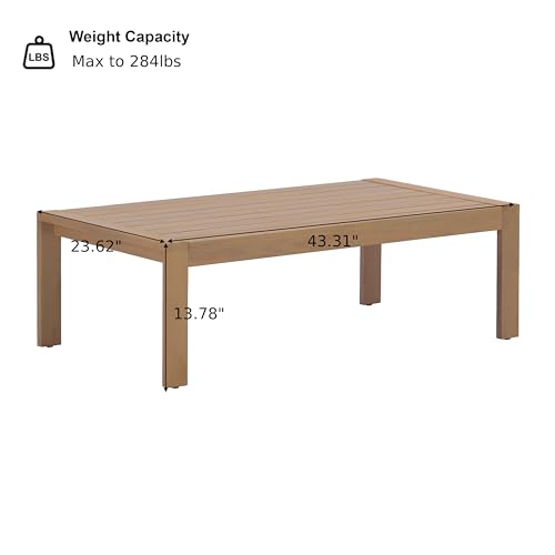 Christopher Knight Home Zunzi 8-Seater Patio Furniture Set with Removable Cushion, 5 Piece Outdoor Acacia Wood Conversation Set, Wooden Outdoor Sectional Sofa Set with Coffee Table, Cream+Light Teak