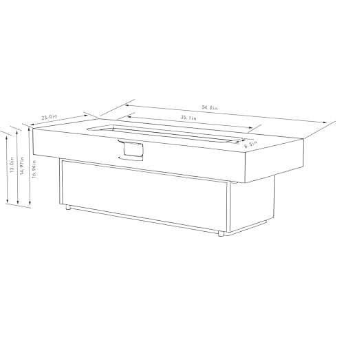Outdoor Fire Pit Table Propane Gas Fire pits Outdoor Fireplaces 54'' Rectangular Firepit Table, 50,000 BTU Fire Table for Patio Set, Three Options of Assembled Hight, Tank Required to Be Kept Outside.