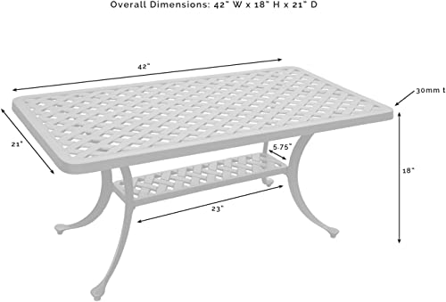 Crosley Furniture Sedona Weather Resistant Cast Aluminum Outdoor Coffee Table for Patio, Deck, Porch, Black