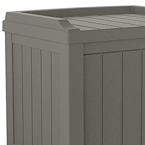 Suncast Outdoor Storage Box - 22 Gallon Stone Gray Resin Outdoor Deck Box with Seat, Weatherproof Patio Storage Bin Container for Keeping Cushions, Tools, & Towels for Pool, Yard, & Garden