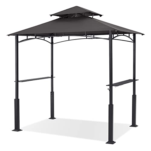 ABCCANOPY 8x5 Grill Gazebo - Outdoor BBQ Canopy Shelter with Led Light for Patio Backyard Grilling (Dark Grey)