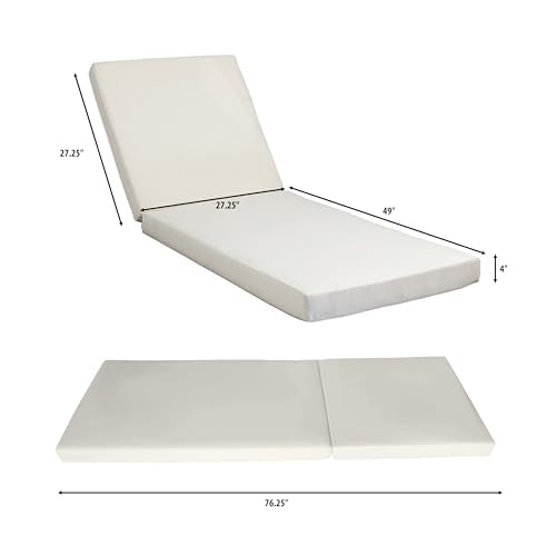 Christopher Knight Home Tory Acacia Wood Chaise Lounge Chair Outdoor Set of 2, Adjustable Backrest Sun Lounger Recliner, Patio Outdoor Chaise Lounge with 4" Thick Water-Resistant Cushions, Teak+Cream