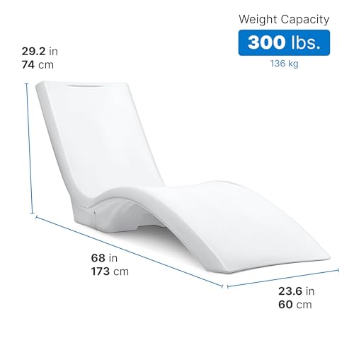 Step2 Vero Pool Lounger, Fade-Resistant, Waterproof Patio Furniture, Pool Lounge Chair for Sun Shelf, Use in Pools with Shelves Up to 12-Inches Deep or Outside Pool Deck, Weighted, White