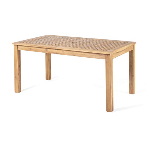 Christopher Knight Home Eric Outdoor Expandable Acacia Wood Dining Table, Natural Finish