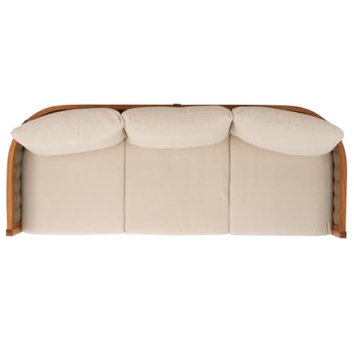 SAFAVIEH Outdoor Collection Amanda Natural Acacia Solid Wood/Taupe Cushion 3-Seater Sofa