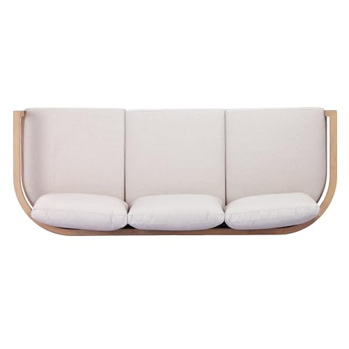 Christopher Knight Home Fido 5-Seater Patio Furniture Set with Cushion, 4 Piece Outdoor Acacia Wood Conversation Set, Solid Wood Outdoor Sectional Sofa Set with Coffee Table, Light Teak+Beige