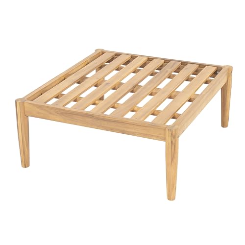 Christopher Knight Home Terassi Indoor/Outdoor Ottoman with Cushion, Acacia Wood Patio Ottoman, Outdoor Foot Stool for Patio Furniture Set, Versatile Stools for Balcony/Garden/Porch, Beige+Light Teak