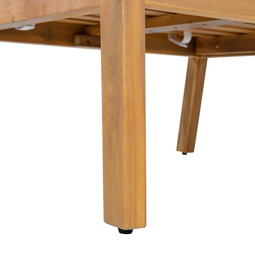 Christopher Knight Home Sures Acacia Wood Club Chair and Coffee Table Set, 3 Piece Patio Bistro Set, Solid Wood Outdoor Patio Furniture Set with Center Table, Natural+Beige
