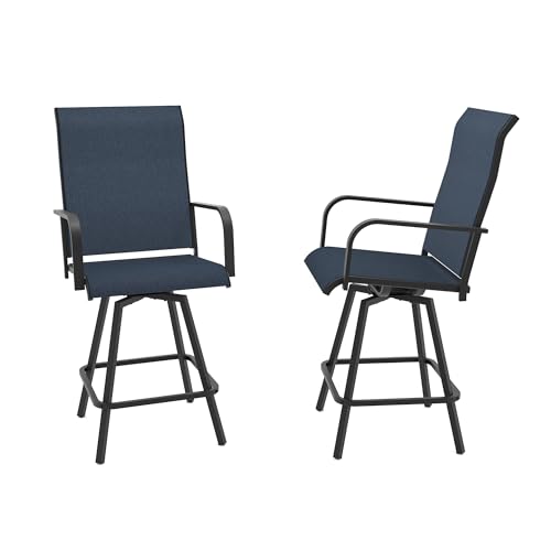 Nixtopia Outdoor Bar Stools Set of 2, 28.4" Pub Height Tall Patio Chairs, All-Weather 360° Swivel Patio Barstools for Outside Garden Poolside Yard, Blue
