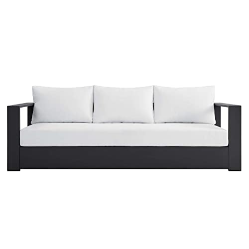 Modway Tahoe Aluminum Outdoor Patio Sofa in Gray White