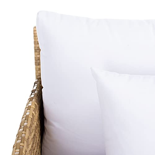 SAFAVIEH Outdoor - Cadeo Daybed - Natural & White - Steel Frame with Cushion - Deep-Seat Resort Design with Pillows - Ideal for Patio, Deck, Poolside, Backyard (PAT7500D)