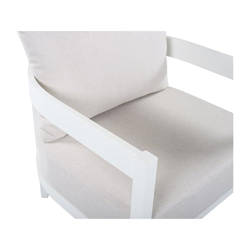 Christopher Knight Home Lula 7-Seater Patio Furniture Set with Coffee Table, 5 Piece Outdoor Conversation Set with Cushion, Aluminum Outdoor Sectional Sofa Set, White+Beige