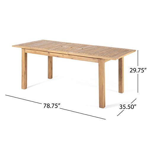 Christopher Knight Home Eric Outdoor Expandable Acacia Wood Dining Table, Natural Finish