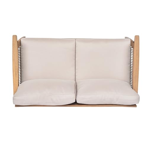 Christopher Knight Home Lorna 4-Seater Patio Furniture Set with Removable Cushion, 4 Piece Outdoor Acacia Wood Conversation Set, Sold Wood Outdoor Sectional Sofa Set with Coffee Table, Teak+Beige