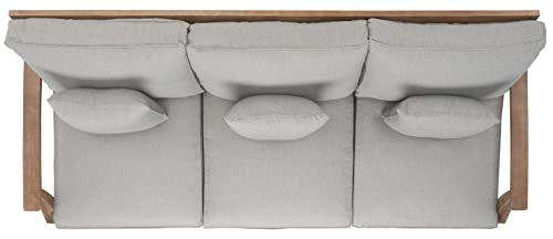 SAFAVIEH Couture Outdoor - Martinique 3-Seat Sofa - Natural & Grey - Solid Wood - Slatted Coastal Design - Ideal for Patio, Deck, Porch, Backyard, 18.3" Seat Height (CPT1013B)