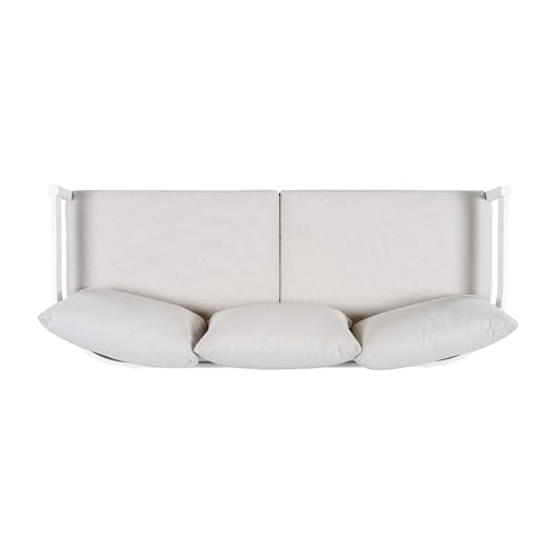 Christopher Knight Home Lula 7-Seater Patio Furniture Set with Coffee Table, 5 Piece Outdoor Conversation Set with Cushion, Aluminum Outdoor Sectional Sofa Set, White+Beige