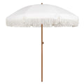 AMMSUN 7ft Patio Umbrella with Fringe Outdoor Tassel Umbrella UPF50+ Premium Steel Pole and Ribs Push Button Tilt, Cream White