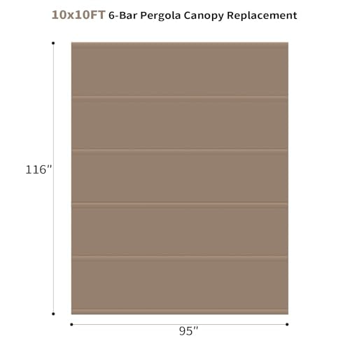10' X 10' Pergola Shade Cover for Outdoor Retractable Durable Fabric Canopy Replacement Top Only, Sun Shade for Outside (Beige)