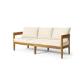 Brooklyn Outdoor 3 Seater Sofa with Cushions - Acacia Wood - Teak/Beige