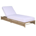 SAFAVIEH Outdoor Patio Furniture Collection – Callan Tan Rope & White Cushion Lounger, Fully Assembled Outdoor Chaise, Modern Low-Profile Design (PAT7546A)