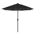 California Umbrella 9' Round Aluminum Outdoor Deck, Pool or Patio Umbrella, Crank Lift, Auto Tilt, Bronze Pole, Black Olefin