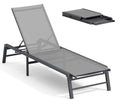 FHVIT Aluminum Chaise Lounge Chair Outdoor, Foldable Patio Lounge Chair Assemble-Free, Pool Lounge Chairs with 5 Adjustable Backrest, Outdoor Lounge Chairs for Outside Poolside Beach Lawn Grey