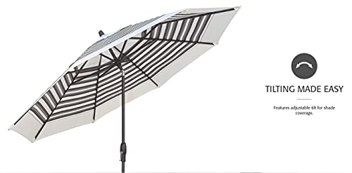 Treasure Garden 9ft Patio Umbrella - Outdoor Furniture Market Umbrella – Deluxe Auto-Tilt – Bronze Aluminum Frame (Sunbrella, Antique Beige)