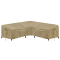 PureFit Outdoor Sectional Sofa Cover Waterproof V Shaped Patio Furniture Covers for Deck, Lawn and Backyard, 89”x89”, Camel