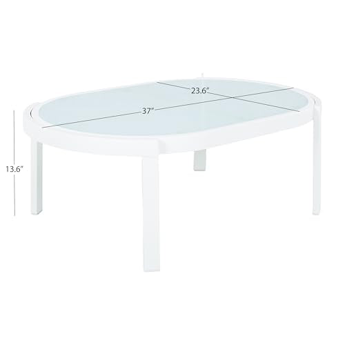 Christopher Knight Home Lula 7-Seater Patio Furniture Set with Coffee Table, 5 Piece Outdoor Conversation Set with Cushion, Aluminum Outdoor Sectional Sofa Set, White+Beige