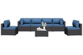 7 Pieces Outdoor Patio Sectional Sofa Couch, Wicker Furniture Patio Conversation Sets with Washable Cushions & Coffee Table for Garden, Poolside, Backyard