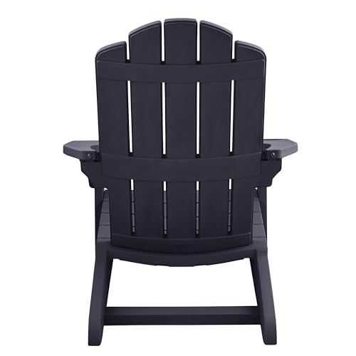 Keter Kiawah Adirondack Chair, Weather‑Resistant Resin Outdoor Patio Chair, Ergonomic Design, All‑Weather Seating for Garden, Deck & Backyard, Midnight Navy