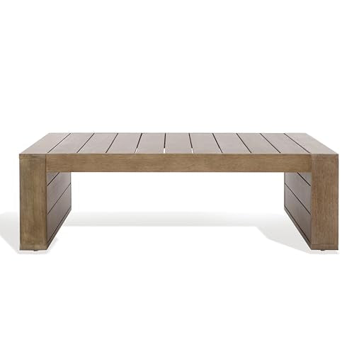 SAFAVIEH Couture Outdoor Collection Santiago Natural Solid Wood Coffee Table