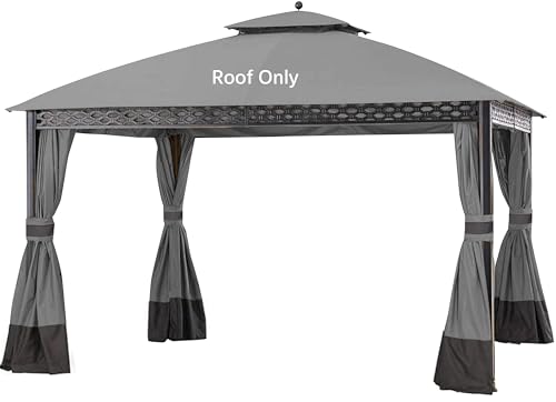 JANCANOPY Replacement Gazeb Cover for 10X12Ft Oakmont Gazebo L-GZ1188PST-A,Pinehurst Gazebo L-GZ1188PST, Gray