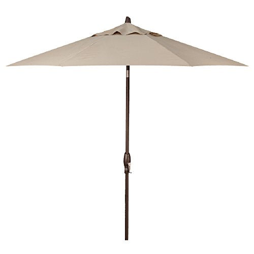 Treasure Garden 9ft Patio Umbrella - Outdoor Furniture Market Umbrella – Deluxe Auto-Tilt – Bronze Aluminum Frame (Sunbrella, Antique Beige)