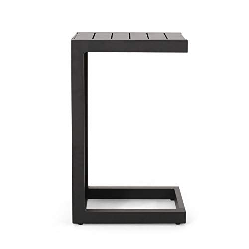Christopher Knight Home Jesse Coral Outdoor Modern Aluminum C-Shaped End Table, Matte Black
