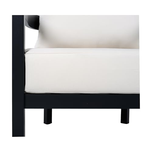 Christopher Knight Home Lula Aluminum Lounge Chair Outdoor Set of 2 with Removable Cushion, Metal Frame Patio Accent Chair, Patio Garden Comfy Reading Chair, Beige+Black